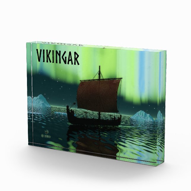 Viking Ship And Northern Lights Photo Block (Right)