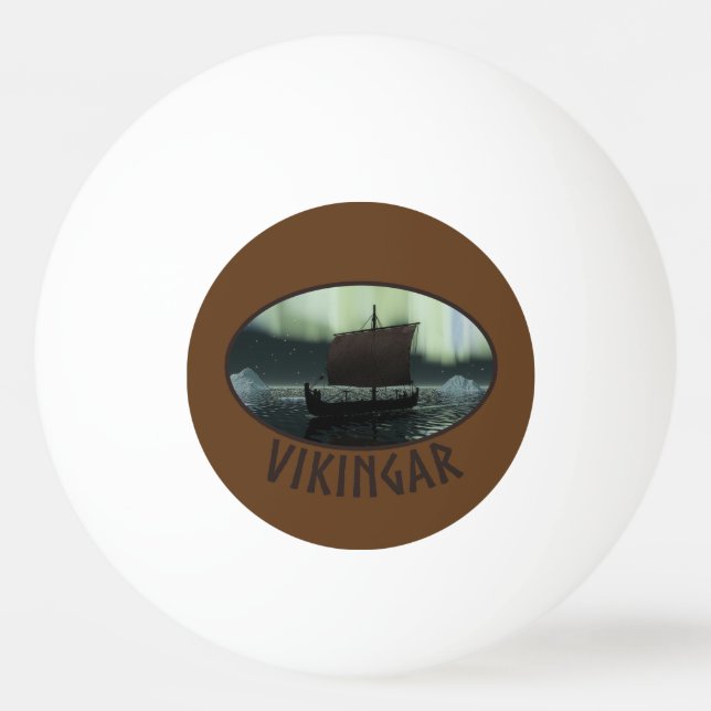 Viking Ship And Northern Lights Ping Pong Ball (Front)
