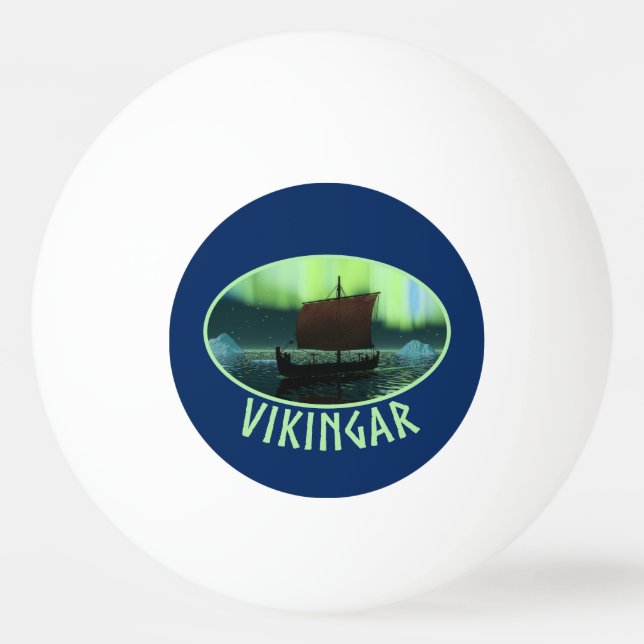 Viking Ship And Northern Lights Ping Pong Ball (Front)