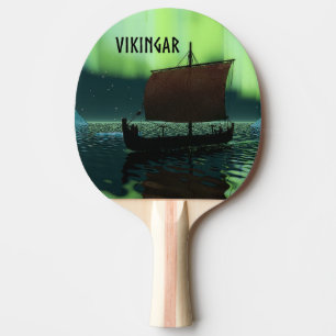 Viking Ship And Northern Lights Ping Pong Paddle