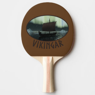Viking Ship And Northern Lights Ping Pong Paddle