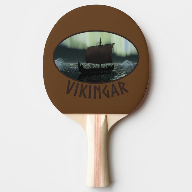 Viking Ship And Northern Lights Ping Pong Paddle (Front)