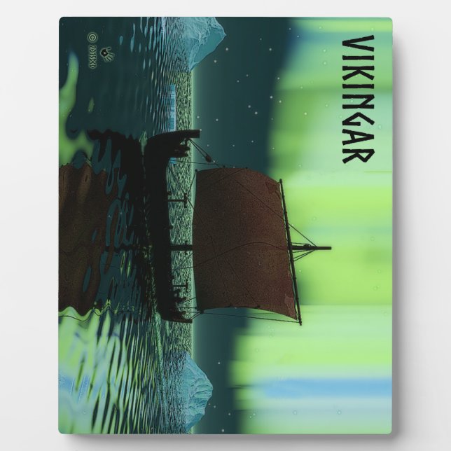 Viking Ship And Northern Lights Plaque (Front)