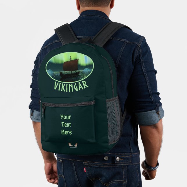 Viking Ship And Northern Lights Printed Backpack (Insitu (Model))