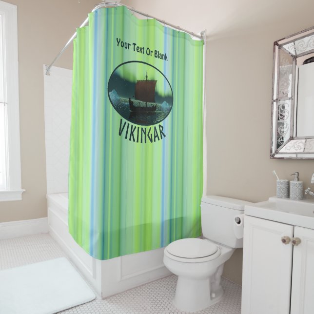 Viking Ship And Northern Lights Shower Curtain (In Situ)