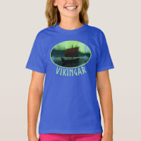 Viking Ship And Northern Lights