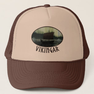 Viking Ship And Northern Lights Trucker Hat