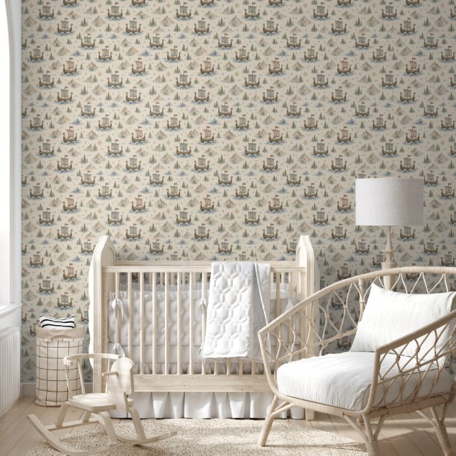 Viking Ship Baby Nursery Wallpaper (Kids)
