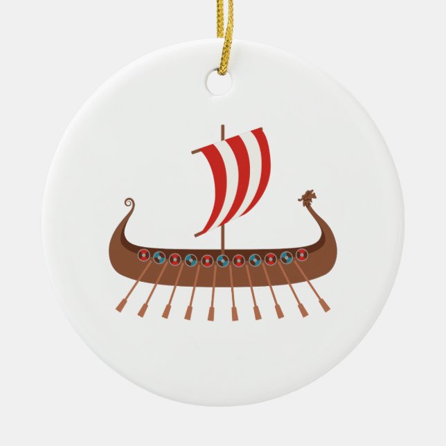 Viking Ship Ceramic Tree Decoration (Front)