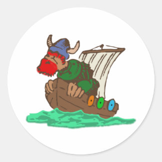 Viking ship classic round sticker