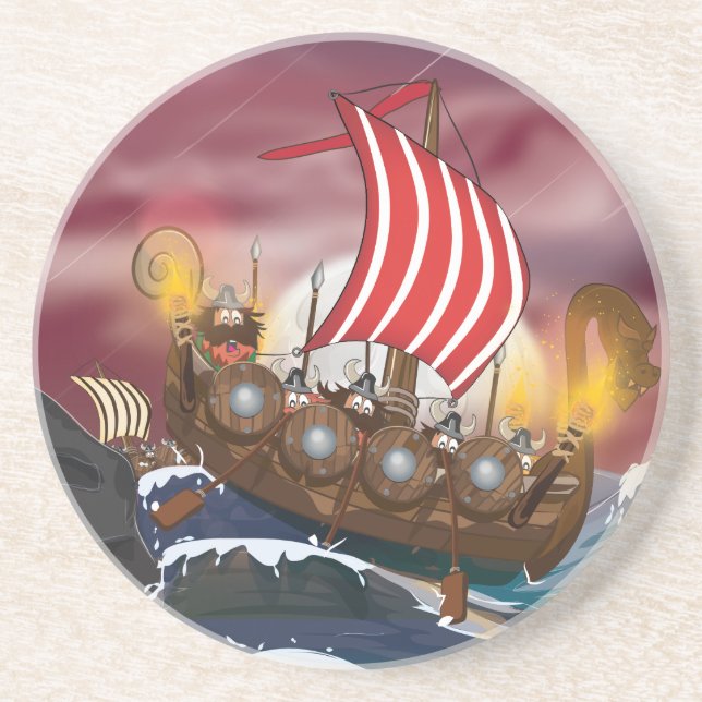 Viking Ship Invasion Fleet Coaster (Front)
