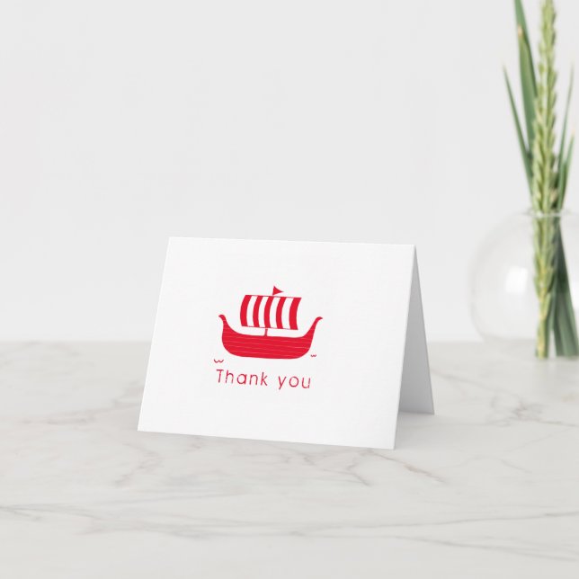 Viking ship longboat design thank you card (Front)