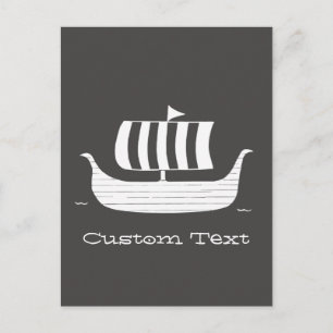 Viking ship/longboat w/custom background colour postcard