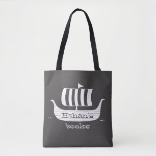 Viking ship longboat w/custom background colour tote bag