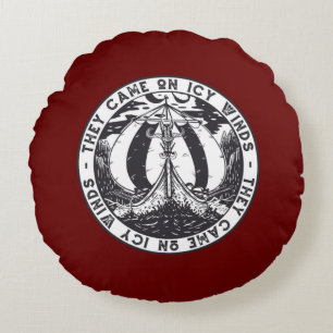 Viking Ship Nordic Design Round Cushion