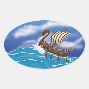 Viking Ship Oval Sticker