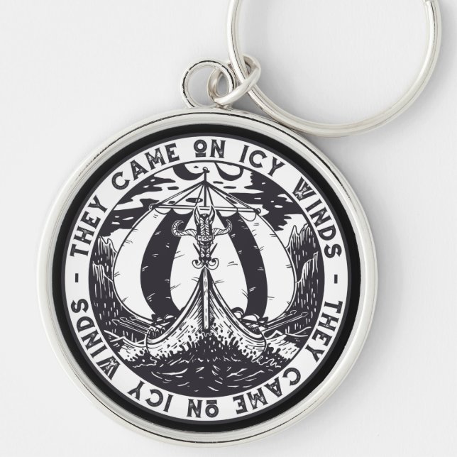 Viking Ship Scandinavian History Design Key Ring (Front)