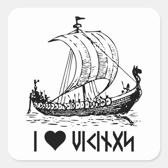 Viking Ship Square Sticker (Front)
