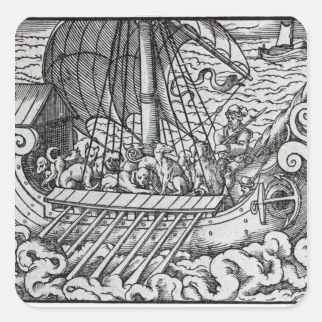 Viking Ship Square Sticker (Front)