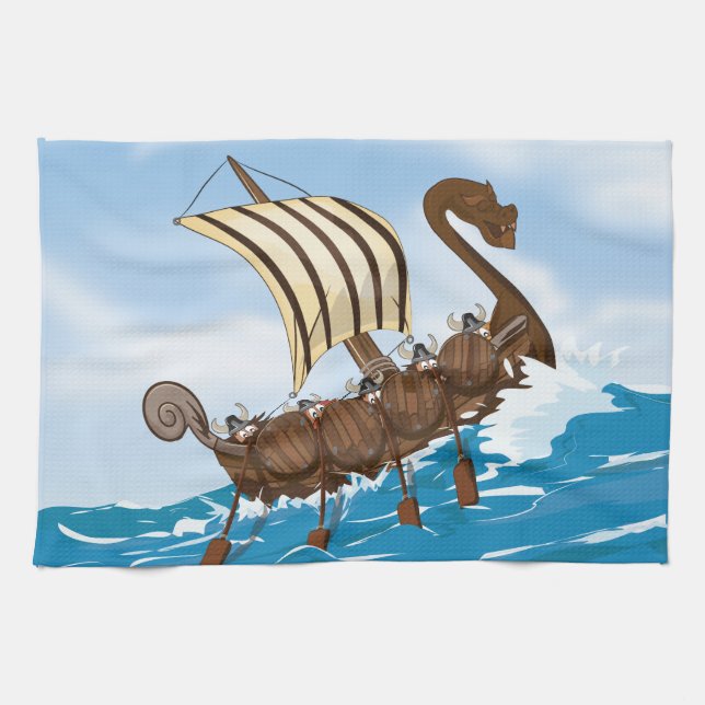 Viking Ship Tea Towel (Horizontal)