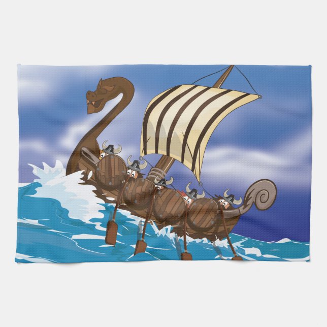 Viking Ship Tea Towel (Horizontal)