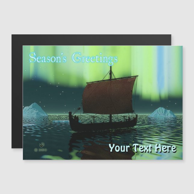 Viking Ship Under Northern Lights (Front/Back)