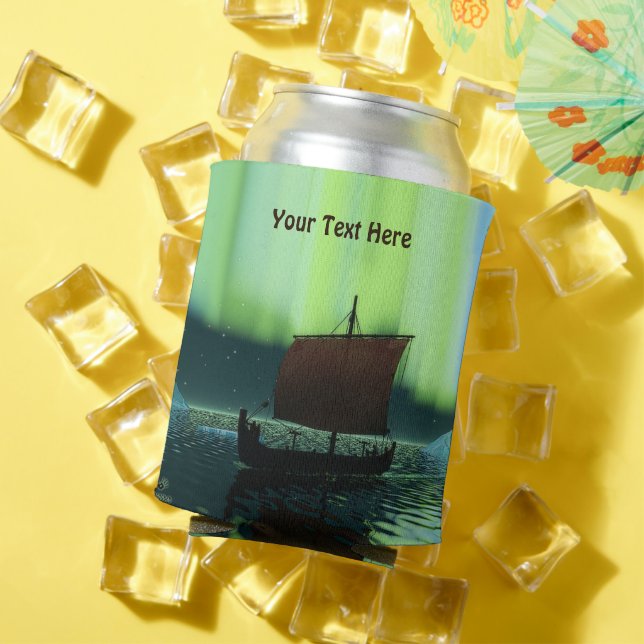 Viking Ship Under Northern Lights Can Cooler (In Situ Summer)