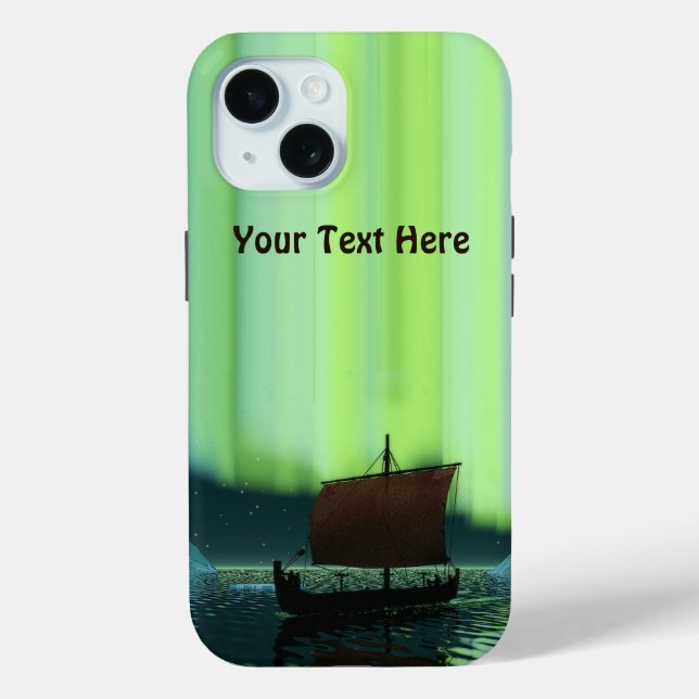 Viking Ship Under Northern Lights Case-Mate iPhone Case (Back)
