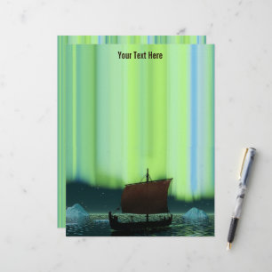 Viking Ship Under Northern Lights Custom Letterhead