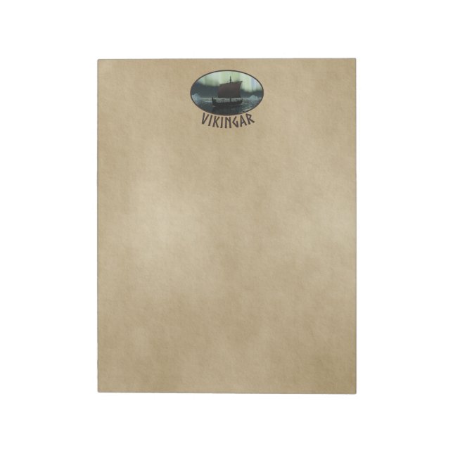 Viking Ship Under Northern Lights Notepad (Rotated)