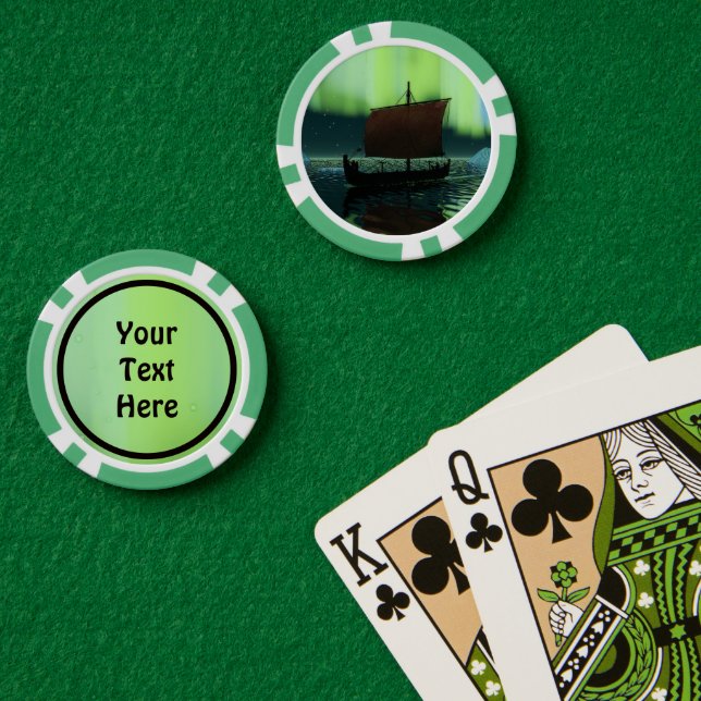 Viking Ship Under Northern Lights Poker Chips (Poker Table (Double))