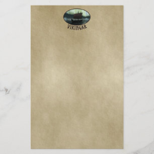 Viking Ship Under Northern Lights Stationery
