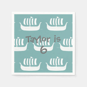 Viking ships cocktail napkin