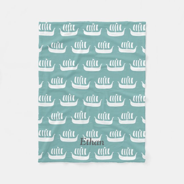 Viking ships fleece blanket (Front)