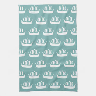 Viking ships kitchen towel