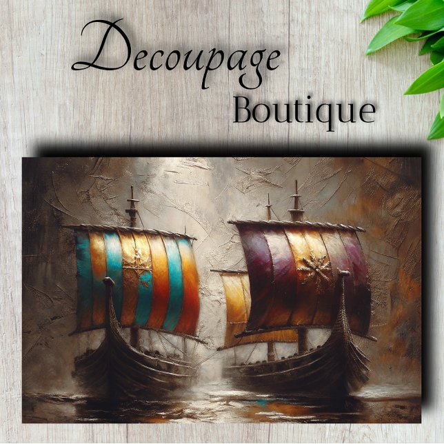 Viking Ships Sailing Decoupage Tissue Paper (Viking Ships Sailing Decoupage  Tissue Paper)