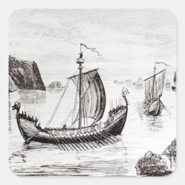 Viking Ships Square Sticker (Front)