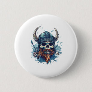 Viking Skull Berserker 6 Cm Round Badge