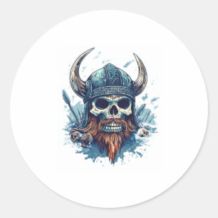 Viking Skull Berserker Classic Round Sticker