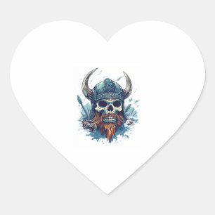 Viking Skull Berserker Heart Sticker