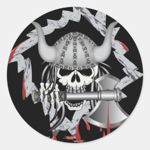 Viking Skull Classic Round Sticker