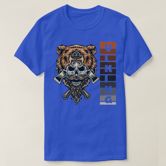 Viking Skull With Bear head Classic TShirt (Design Front)