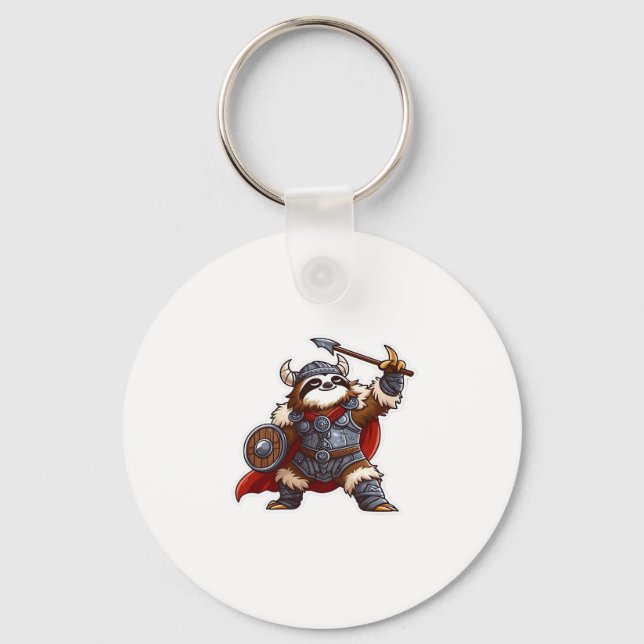 viking sloth Oversized T-Shirt Key Ring (Front)