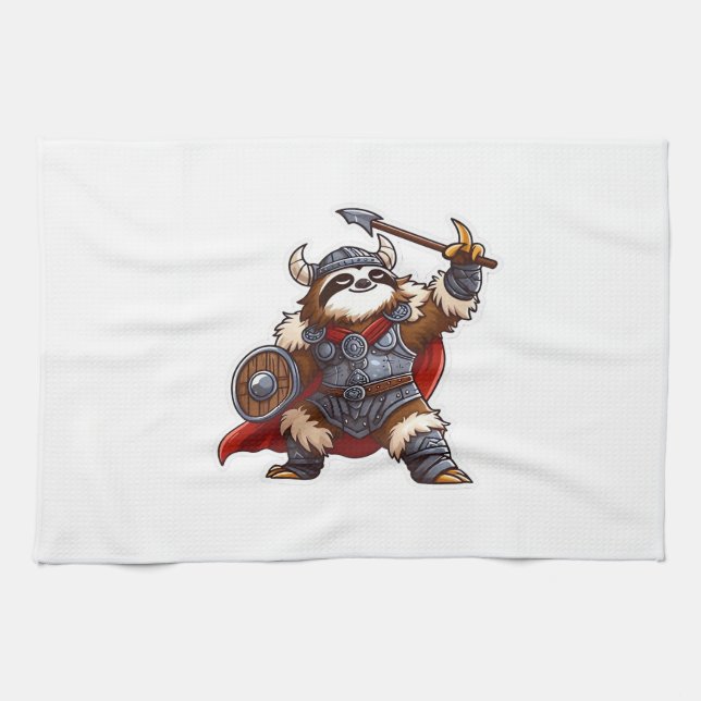 viking sloth Oversized T-Shirt Tea Towel (Horizontal)