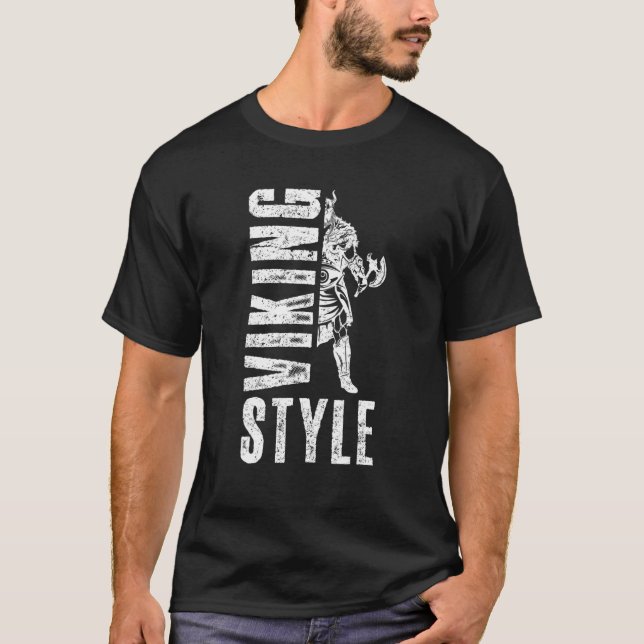Viking Style Warrior Valhalla Odin Workout Nordic T-Shirt (Front)