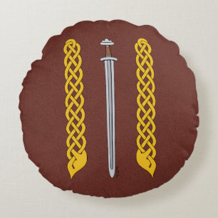 Viking Sword and Plaitwork Round Cushion