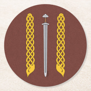 Viking Sword and Plaitwork Round Paper Coaster