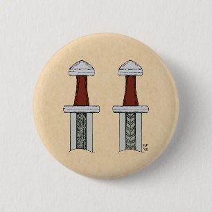 Viking Sword Pattern Welding 6 Cm Round Badge