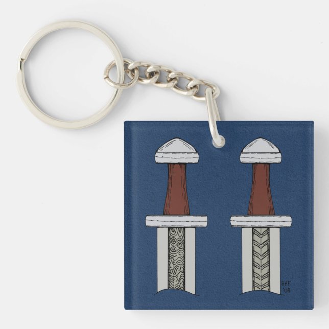 Viking Sword Pattern Welding Key Ring (Front)