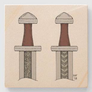 Viking Sword Pattern Welding Stone Coaster